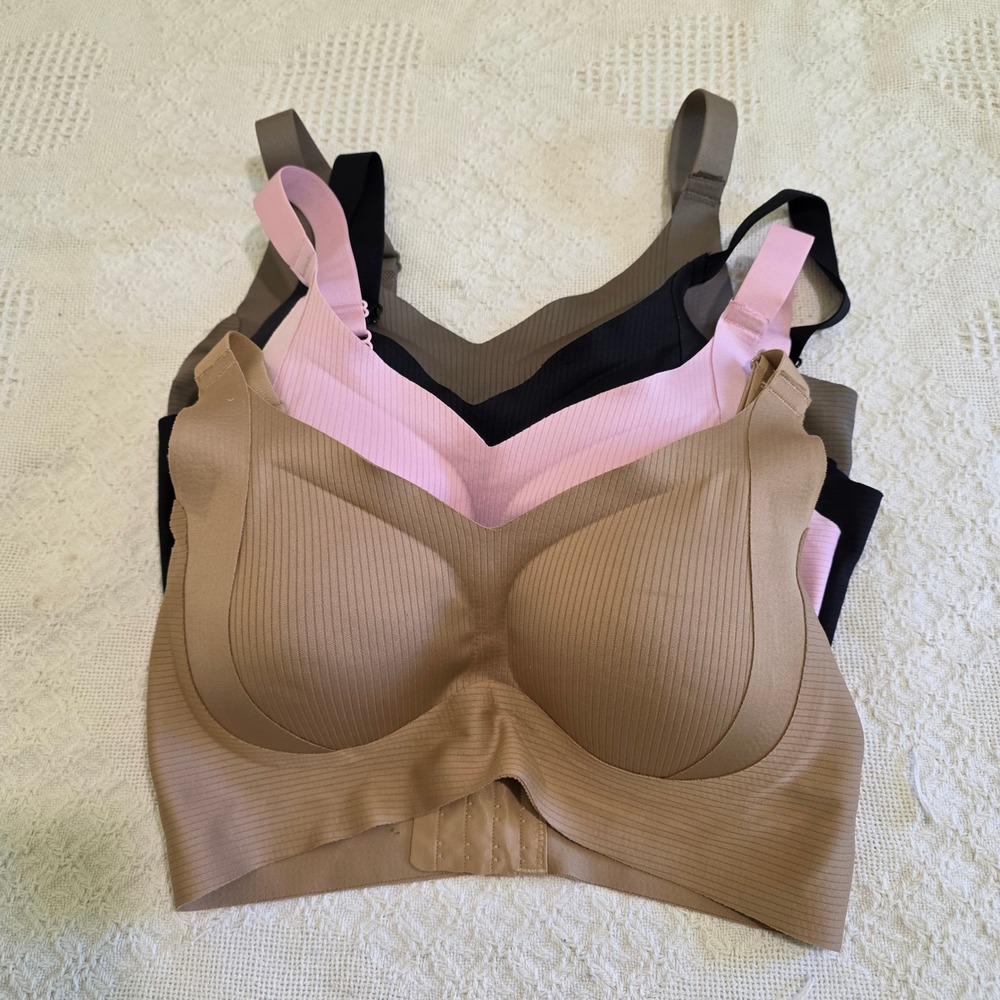 Unbranded Wireless Bra 4 Pack Women Large Multicolor Ribbed Seamless Comfort